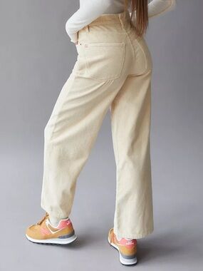 BDG High & Wide Corduroy Pants Off White Size 28 High Rise Wide Leg